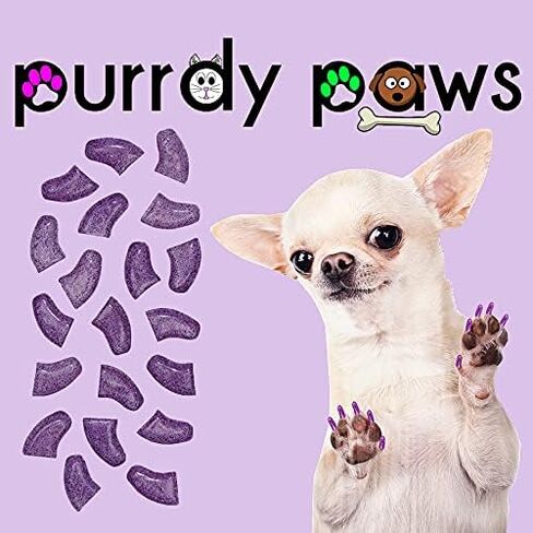 Purrdy Paws 40 عبوة من أغطية الأظافر الناعمة لمخالب الكلاب، أرجواني ثلاثي الأبعاد لامع مقاس XXL in Kuwait