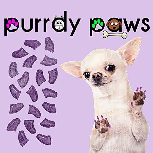 Purrdy Paws 40 عبوة من أغطية الأظافر الناعمة لمخالب الكلاب، أرجواني ثلاثي الأبعاد لامع مقاس XXL in Kuwait