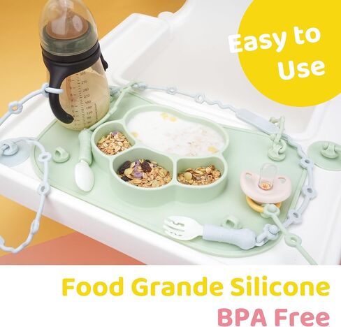 Silicone Toy Safety Strap Set, Straps + Spoon & Fork + Suction Cup in Saudi Arabia