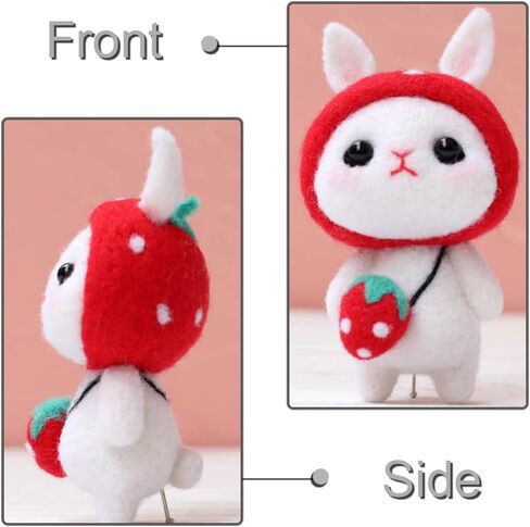 BAIWANLCH Needle Felting Kit Beginner Felt Animals Strawberry Bunny Felting Starter Wool Felting Kit Doll Making Supplies for Making DIY Felting Doll Craft in Kuwait