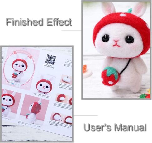 BAIWANLCH Needle Felting Kit Beginner Felt Animals Strawberry Bunny Felting Starter Wool Felting Kit Doll Making Supplies for Making DIY Felting Doll Craft in Kuwait