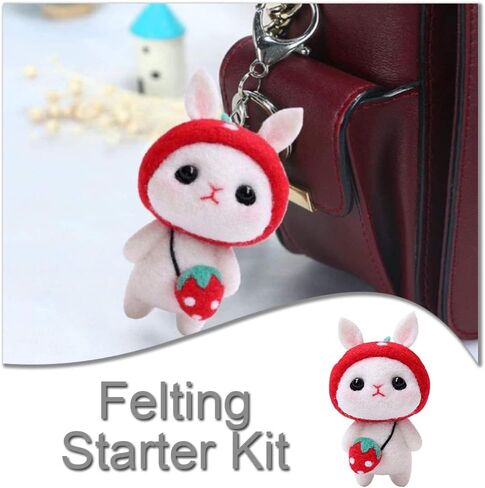 BAIWANLCH Needle Felting Kit Beginner Felt Animals Strawberry Bunny Felting Starter Wool Felting Kit Doll Making Supplies for Making DIY Felting Doll Craft in Kuwait