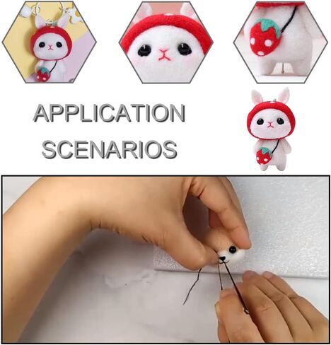 BAIWANLCH Needle Felting Kit Beginner Felt Animals Strawberry Bunny Felting Starter Wool Felting Kit Doll Making Supplies for Making DIY Felting Doll Craft in Kuwait