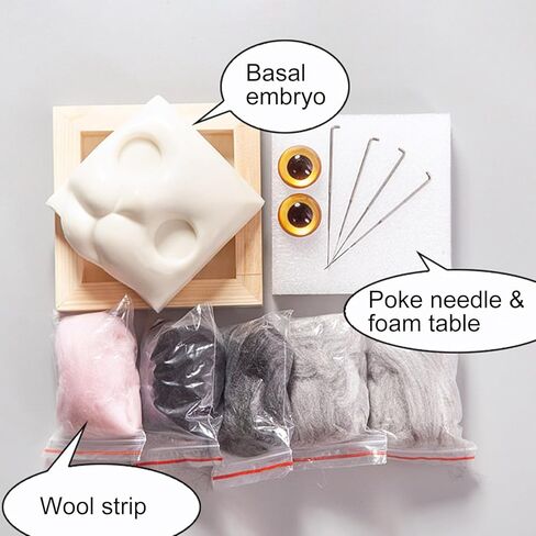 مجموعات التلبيد بالإبرة للمبتدئين، مجموعة أدوات الحياكة لإطارات صور رأس القط - ديكور جميل للقطط وشعر من الصوف للقطط من القطيفة لمشروع الحرف اليدوية DIY لهدايا عيد الميلاد وأعياد الميلاد (D) in Kuwait