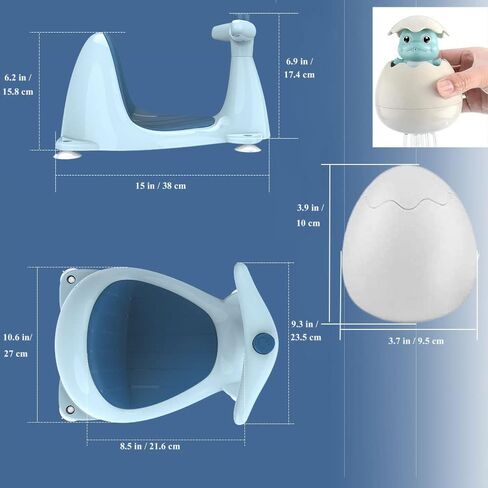 Kaptin Baby Bath Seat, Baby Bathtub Seat with Non-Slip Mat Suction Cups, Portable Baby Bath Chair in The Tub (Blue) in Kuwait