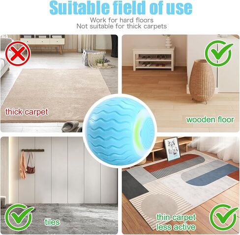 كرات لعبة القطط التفاعلية من ICYAIR، لعبة القطط المتحركة الذكية الأوتوماتيكية للعب الذاتي للقطط الداخلية، كرة دوارة قابلة لإعادة الشحن مع ضوء LED للقطط الصغيرة لممارسة المطاردة (أزرق) in Kuwait