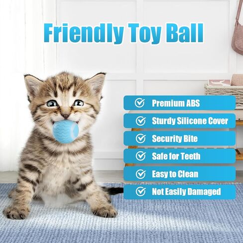 كرات لعبة القطط التفاعلية من ICYAIR، لعبة القطط المتحركة الذكية الأوتوماتيكية للعب الذاتي للقطط الداخلية، كرة دوارة قابلة لإعادة الشحن مع ضوء LED للقطط الصغيرة لممارسة المطاردة (أزرق) in Kuwait