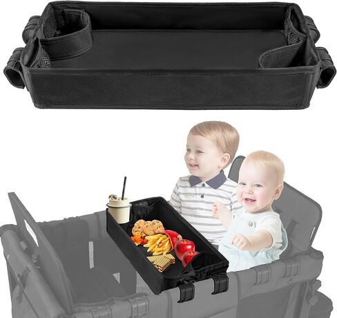 صينية الوجبات الخفيفة لعربة الأطفال قابلة للطي - منظم صينية للوجبات الخفيفة من سلسلة Wonderfold Wagon W4، ملحقات عربة الأطفال المقاومة للماء مع حامل أكواب، صينية الوجبات الخفيفة من نسيج النايلون للأطفال الذين يلعبون in Saudi Arabia