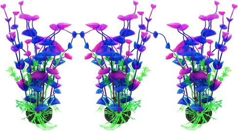 SunGrow Large 9 inch Artificial Plastic Plants, for African Frog, Turtle, Hermit Crab, Gecko, Blue, Purple and Green for Aquarium Betta & Guppies Tank Decorations in Saudi Arabia