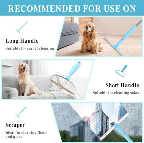 مزيل شعر الحيوانات الأليفة - مقبض إزالة شعر الحيوانات الأليفة، مشط السجاد والمكنسة الممسحة السحرية لإزالة الشعر - مكنسة سهلة لتنظيف فراء الكلاب والقطط وأداة تنظيف انسكابات الغبار للمنزل in Kuwait