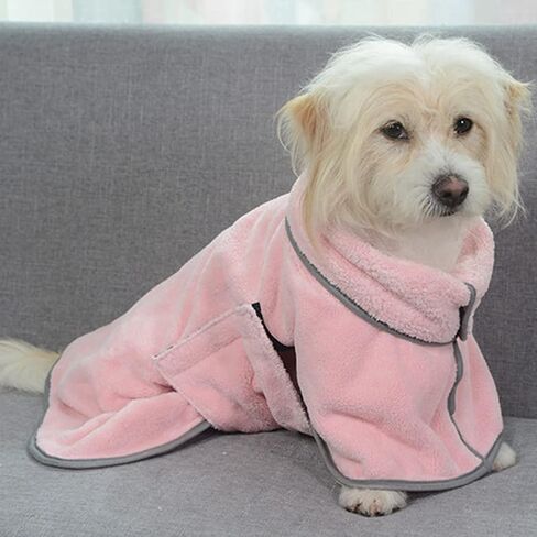 Dog Drying Coat Cat Bathrobe Towel Absorbent Soft Microfiber Bath Towel Pet Night Cape with a Grooming Brush Blue XS in Saudi Arabia