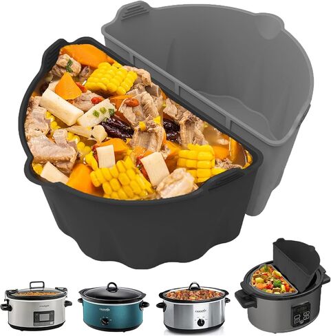 Slow Cooker Liners with Leaky Mouth Design, Cook Two Things at Once and Easy Clean, Crock Pot Divider, Suitable for 6-8QT Crock, Silicone Crock Pot Liners Oval in Saudi Arabia