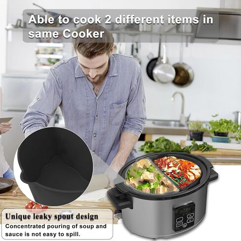 Slow Cooker Liners with Leaky Mouth Design, Cook Two Things at Once and Easy Clean, Crock Pot Divider, Suitable for 6-8QT Crock, Silicone Crock Pot Liners Oval in Saudi Arabia