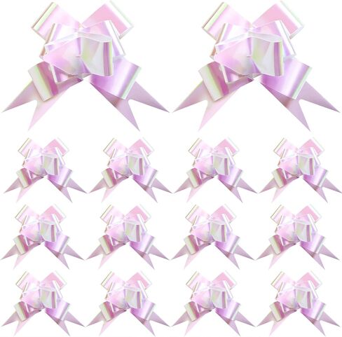 20 قطعة من أقواس سحب الهدايا المجسمة باللون الأبيض من Giiffu - عرض 4 بوصات، شريط أبيض قزحي كبير من أجل ديكور الزفاف، هدايا عيد الميلاد، هدايا عيد الفصح والهدايا in Kuwait