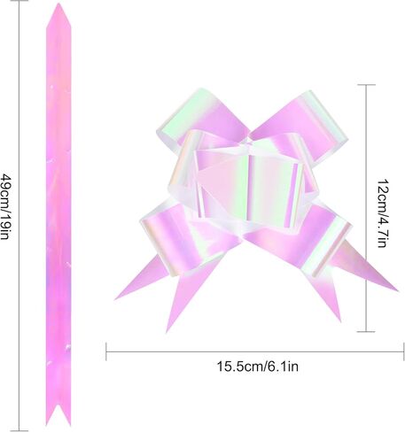 20 قطعة من أقواس سحب الهدايا المجسمة باللون الأبيض من Giiffu - عرض 4 بوصات، شريط أبيض قزحي كبير من أجل ديكور الزفاف، هدايا عيد الميلاد، هدايا عيد الفصح والهدايا in Kuwait