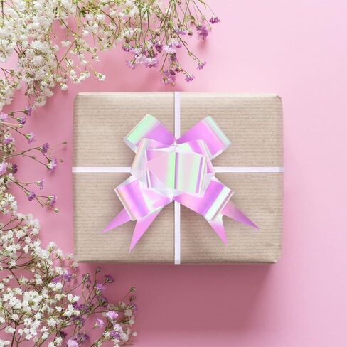 20 قطعة من أقواس سحب الهدايا المجسمة باللون الأبيض من Giiffu - عرض 4 بوصات، شريط أبيض قزحي كبير من أجل ديكور الزفاف، هدايا عيد الميلاد، هدايا عيد الفصح والهدايا in Kuwait