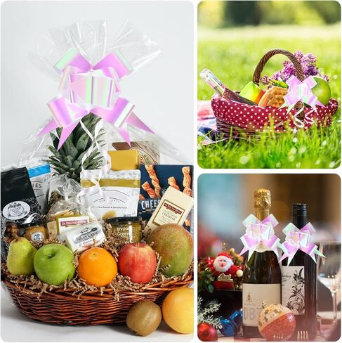 20 قطعة من أقواس سحب الهدايا المجسمة باللون الأبيض من Giiffu - عرض 4 بوصات، شريط أبيض قزحي كبير من أجل ديكور الزفاف، هدايا عيد الميلاد، هدايا عيد الفصح والهدايا in Kuwait