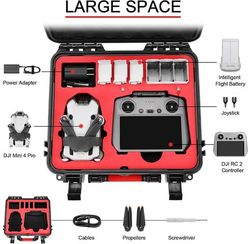 حافظة صلبة Mini 4 Pro، حقيبة تخزين مقاومة للماء، حقيبة حمل للسفر لـ DJI Mini 4 Pro Fly More Combo مع ملحقات طائرة بدون طيار لوحدة التحكم DJI RC 2 in Kuwait