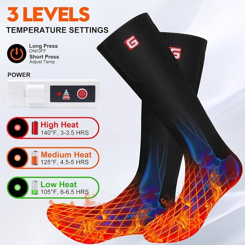 Heated Socks,Rechargeable Electric Heated Socks,Battery Powered Cold Weather Heat Socks for Men Women with 3 Heat Setting,Outdoor Camping Hiking Skiing Thermal Warm Winter Socks in Saudi Arabia
