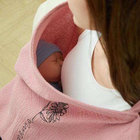 غطاء رضاعة من الموسلين للرضاعة الطبيعية، ملابس للرضاعة مع طوق للأم قابلة للتنفس، مظلة مقعد سيارة قطنية متعددة الاستخدام (رمادي فجر) in Kuwait