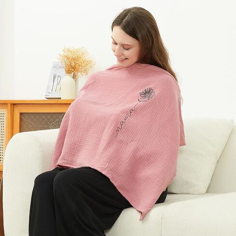 غطاء رضاعة من الموسلين للرضاعة الطبيعية، ملابس للرضاعة مع طوق للأم قابلة للتنفس، مظلة مقعد سيارة قطنية متعددة الاستخدام (رمادي فجر) in Kuwait