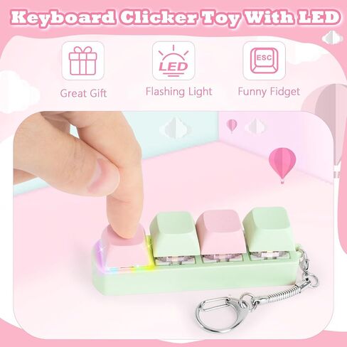 Keyboard Fidget Toy for Adults Keyboard Clicker with LED Light Keychain Fidget Stress Relief Sensory Toy in Saudi Arabia