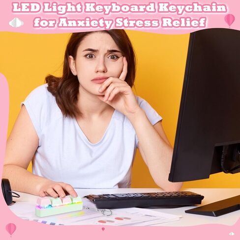 Keyboard Fidget Toy for Adults Keyboard Clicker with LED Light Keychain Fidget Stress Relief Sensory Toy in Saudi Arabia