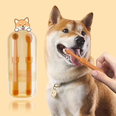 فرشاة أسنان للكلاب: فرشاة أسنان من السيليكون للحيوانات الأليفة، مجموعة تنظيف أسنان القطط مع كوب تخزين، فرشاة تنظيف لسان الكلاب والقطط بزاوية 360 درجة، العناية بالأسنان للحيوانات الأليفة الصغيرة in Kuwait