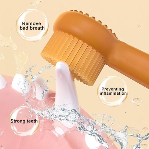 فرشاة أسنان للكلاب: فرشاة أسنان من السيليكون للحيوانات الأليفة، مجموعة تنظيف أسنان القطط مع كوب تخزين، فرشاة تنظيف لسان الكلاب والقطط بزاوية 360 درجة، العناية بالأسنان للحيوانات الأليفة الصغيرة in Kuwait