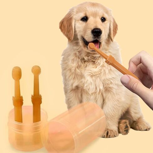 فرشاة أسنان للكلاب: فرشاة أسنان من السيليكون للحيوانات الأليفة، مجموعة تنظيف أسنان القطط مع كوب تخزين، فرشاة تنظيف لسان الكلاب والقطط بزاوية 360 درجة، العناية بالأسنان للحيوانات الأليفة الصغيرة in Kuwait