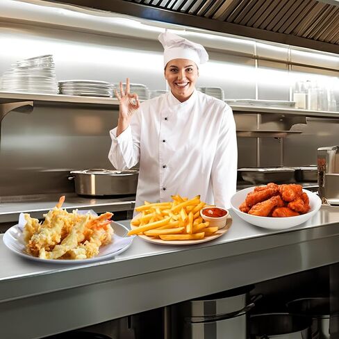 مقلاة عميقة تجارية مع سلة، مقلاة كهربائية عميقة سعة 11 لتر/10 QT، مقلاة زيت ديك رومي من الفولاذ المقاوم للصدأ بسمك 0.6 مم مع خزان واحد، مثالية للاستخدام التجاري أو المنزلي in Kuwait