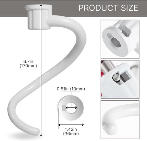 خطاف عجين حلزوني مطلي لخلاط الحامل - ملحق معدني مطلي بسعة 6 لتر لرفع وعاء خلاط المطبخ KP26M1XLC KP26M1X KG25H3X0B KNS256CDH KG25H3XSL KV25G0X KV25G8X KV25H0X إلخ in Kuwait