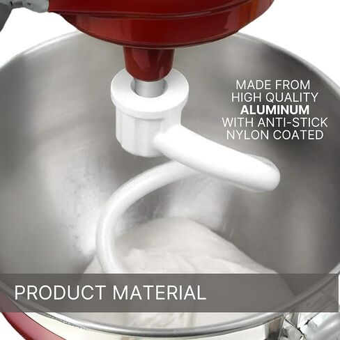 خطاف عجين حلزوني مطلي لخلاط الحامل - ملحق معدني مطلي بسعة 6 لتر لرفع وعاء خلاط المطبخ KP26M1XLC KP26M1X KG25H3X0B KNS256CDH KG25H3XSL KV25G0X KV25G8X KV25H0X إلخ in Kuwait