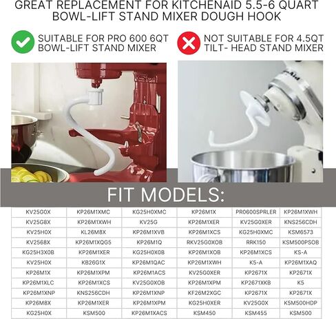 خطاف عجين حلزوني مطلي لخلاط الحامل - ملحق معدني مطلي بسعة 6 لتر لرفع وعاء خلاط المطبخ KP26M1XLC KP26M1X KG25H3X0B KNS256CDH KG25H3XSL KV25G0X KV25G8X KV25H0X إلخ in Kuwait