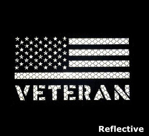 2 Pack Reflective Veteran Patch US Flag with Hook Back for Service Harness Tactical Vest Collar Hook-Fastener Backing (Black-Orange) in Kuwait