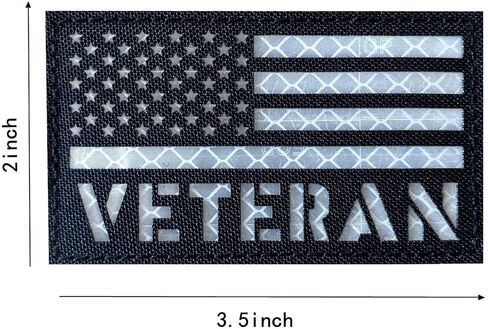 2 Pack Reflective Veteran Patch US Flag with Hook Back for Service Harness Tactical Vest Collar Hook-Fastener Backing (Black-Orange) in Kuwait