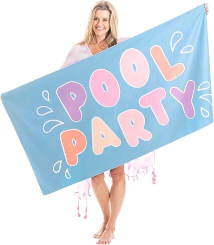 KATYDID Quick Dry Microfiber Beach Towel – 63" x 31" Towels, Cute Summer Vacation Designs – Sand Free, Lightweight, Bonus Drawstring Travel Bag (Good Vibes Repeat) in Saudi Arabia
