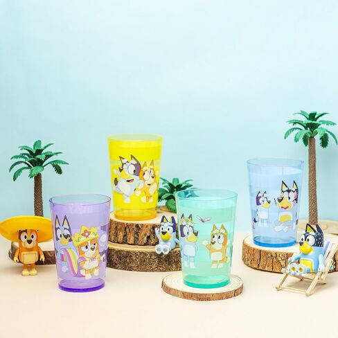 Zak Designs Bluey Nesting Tumbler Set Includes Durable Plastic Cups with Variety Artwork, Fun Drinkware is Perfect for Kids (14.5 oz, 4-Pack, Non-BPA) in Saudi Arabia