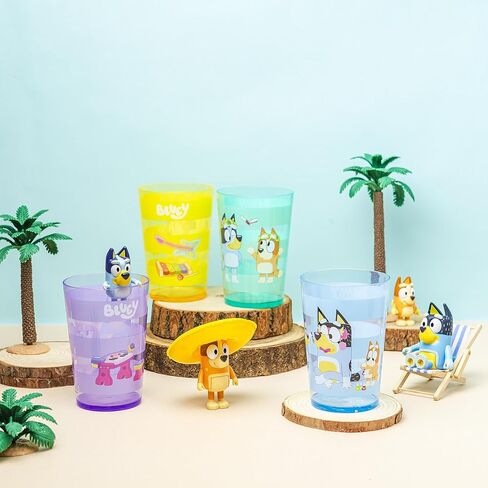 Zak Designs Bluey Nesting Tumbler Set Includes Durable Plastic Cups with Variety Artwork, Fun Drinkware is Perfect for Kids (14.5 oz, 4-Pack, Non-BPA) in Saudi Arabia