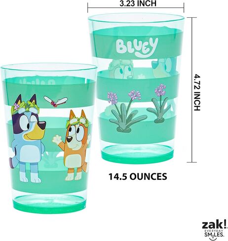 Zak Designs Bluey Nesting Tumbler Set Includes Durable Plastic Cups with Variety Artwork, Fun Drinkware is Perfect for Kids (14.5 oz, 4-Pack, Non-BPA) in Saudi Arabia
