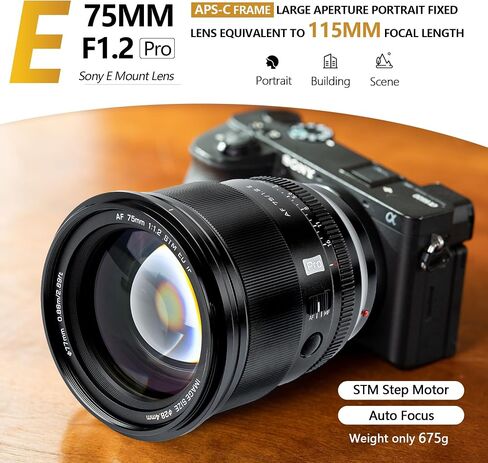 عدسة VILTROX 75 مم F1.2 f/1.2 PRO EF لسوني E-Mount زاوية واسعة جدًا APS-C عدسة رئيسية للتركيز التلقائي متوافقة مع كاميرات Sony E-Mount عديمة المرآة A7M/R/S Series A7Cc A9 A1 A6x00 Fs5 a6000 a6300 a6400 in Kuwait
