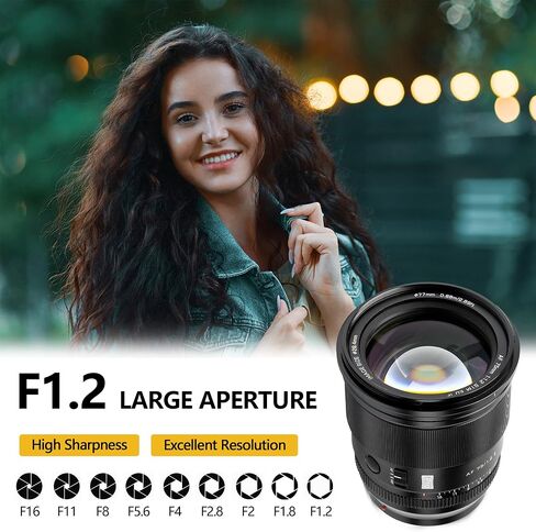 عدسة VILTROX 75 مم F1.2 f/1.2 PRO EF لسوني E-Mount زاوية واسعة جدًا APS-C عدسة رئيسية للتركيز التلقائي متوافقة مع كاميرات Sony E-Mount عديمة المرآة A7M/R/S Series A7Cc A9 A1 A6x00 Fs5 a6000 a6300 a6400 in Kuwait