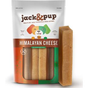Jack&Pup Himalayan Dog Chew - Large Yak Chews for Dogs (5 Pack) Premium Long Lasting Yak Cheese Dog Treats - Natural Dog Chew Sticks; Excellent Rawhide Alternative (1lb Bag)
