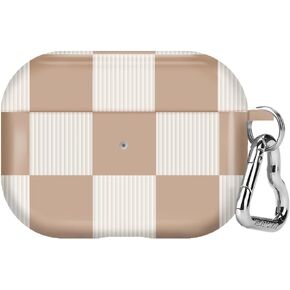 Velvet Caviar AirPod PRO 1st & 2nd Generation Case with Keychain - Cute Protective Hard Cover - Compatible with Airpods PRO Gen 1 and 2 - Nude Vibe Checkered