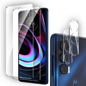 2+2 Pack Tempered Glass Screen Protector for Motorola Edge 2021 / Motorola Edge 5G UW with Camera Lens Protector,Ultra HD,9H Hardness,Case Friendly