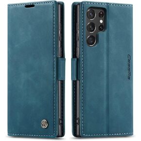 Compatible with Samsung Galaxy S22 Ultra Case with Card Holder, Kickstand Protective Flip Folio Leather Wallet Case for Galaxy S22 Ultra 5G 6.8 inch (Coffee)