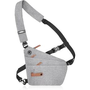 MOSISO Sling Bag Multi-pocket Crossbody Chest Shoulder Bag, Lightweight Anti Theft Casual Daypack One Strap Chest Backpack for Women Men Outdoor Hiking Travel, Gray