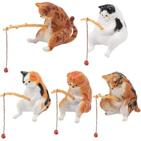 5Pcs Fish Tank Decoration Fishing Kitten Ornament Tank Side Hanging Ornament Aquarium Decoration