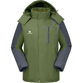 CAMELSPORTS Mens Winter Jacket Waterproof Warm Snow Ski Jackets Faux Fur Fleece Rain Coats with Removable Hood