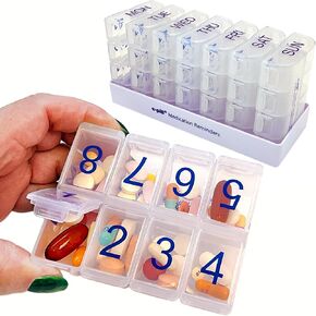 e-Pill 8 Times a Day x 7 Day Large Weekly Pill Organizer, Vitamin and Medicine Box - Multicolor